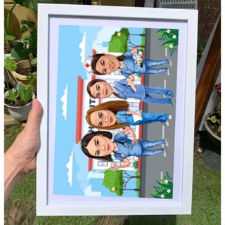 Caricature.Solo,Couple,Family.With.8r.photo.frame #2