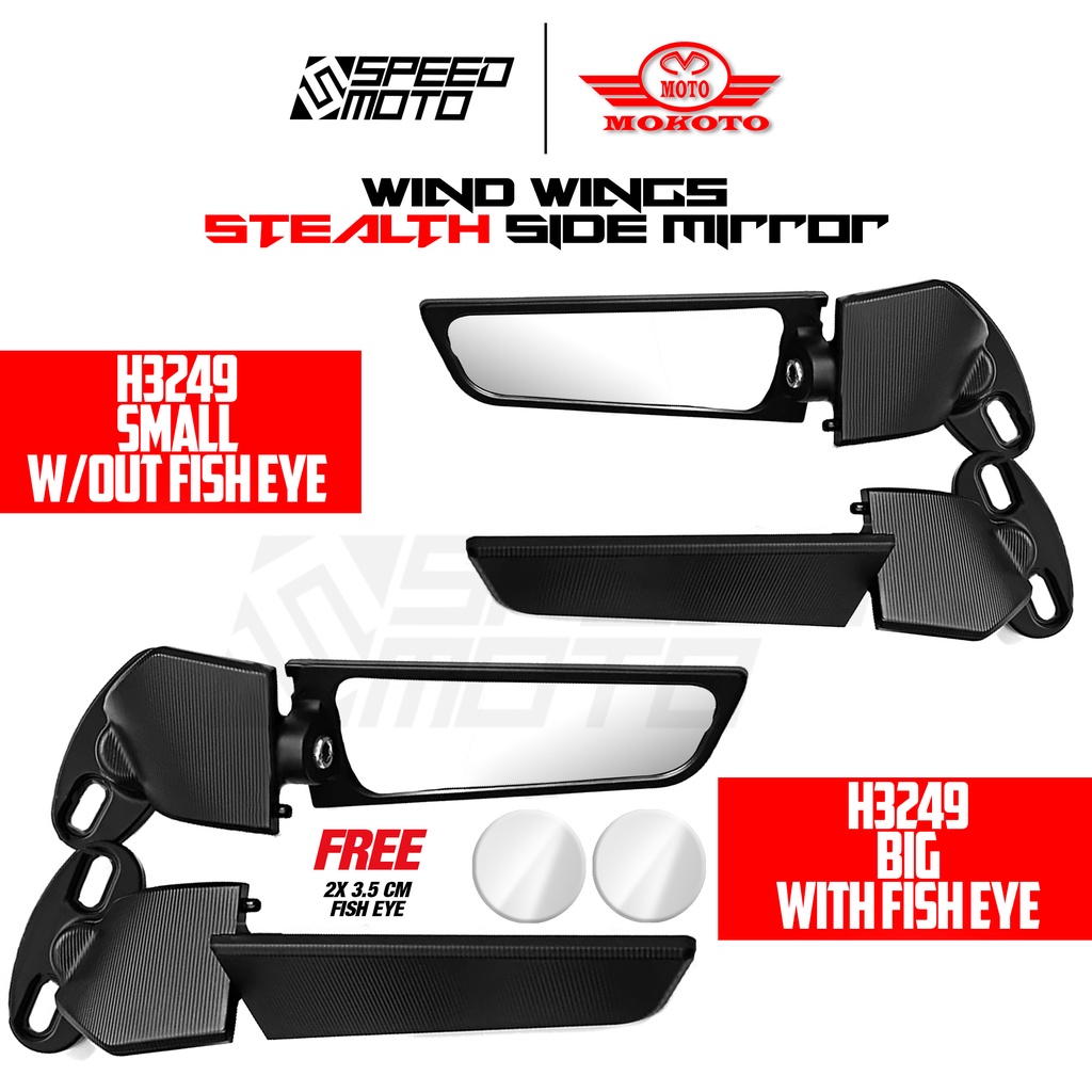 UNIVERSAL WINGLET ALLOY NINJA STEALTH MIRROR H3249 L3248 WIND WINGS 