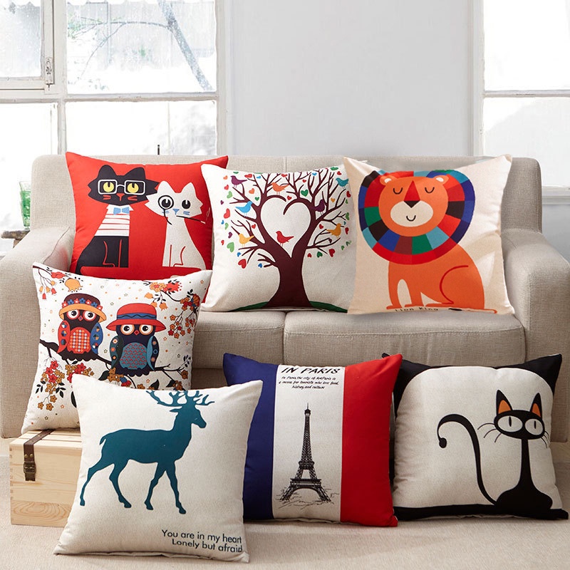 Cartoon Animal Car Pillowcase Polyester cushion covers for living room