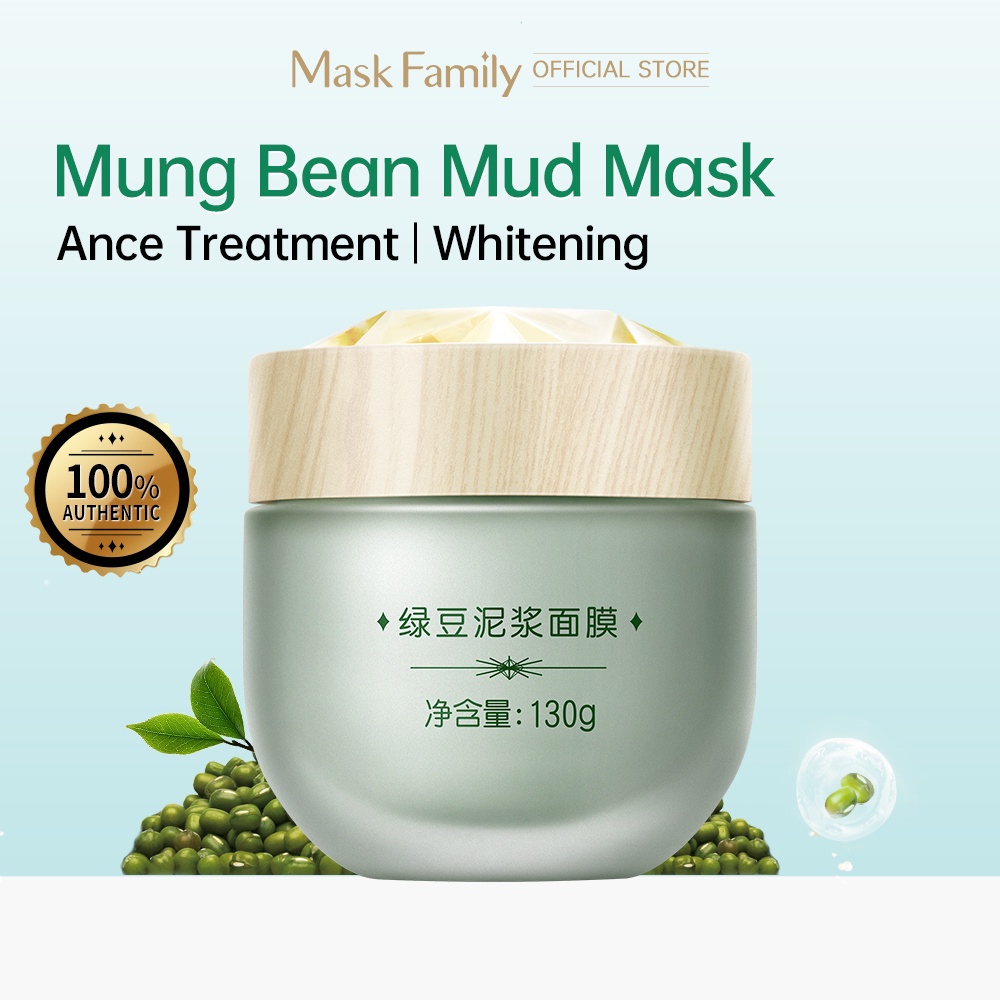 MASK FAMILY Mung Bean Mud Mask Whitening Cleansing Pores Acne Treatment ...