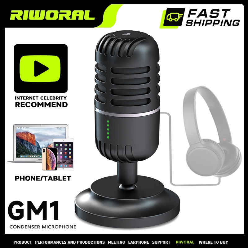 RIWORAL GM1 USB Microphone Condenser Mic game for MAC or Windows or