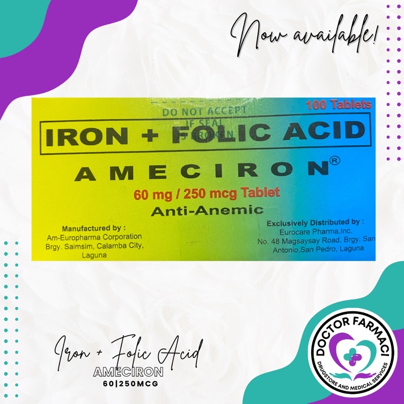 IRON + FOLIC ACID TABLET ALTERNATIVE TO HEMARATE FA 100s Shopee