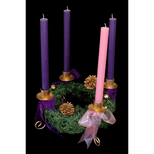 Advent Wreath with Long Candles and Prayer Guides (10x6x20 inches
