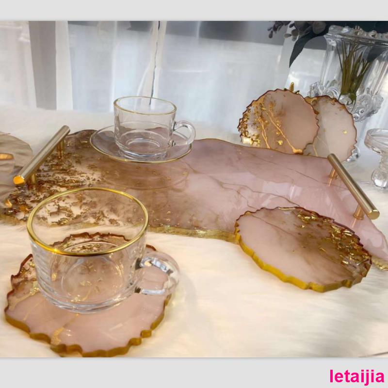 Little Golden Dragon diy Crystal Epoxy Large Irregular Fruit Plate Swing Table Silicone Mold All-In-Metal Handle ins