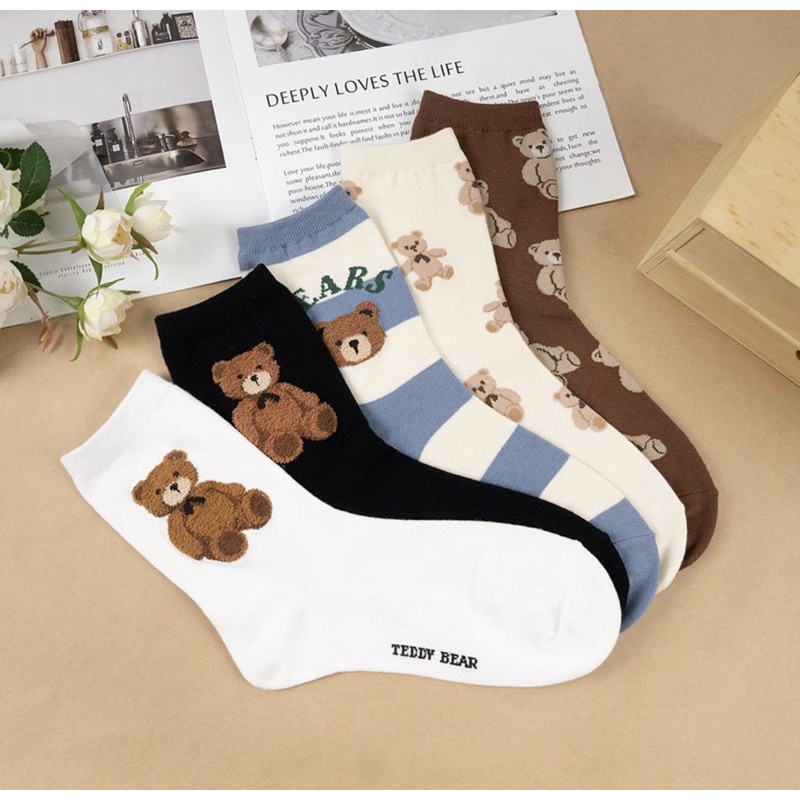 Korean Socks Cute Bear Design Socks Iconic Socks Shopee Philippines 