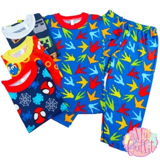 KIDS Toddler Boy Sleepwear Pantulog Cotton T-shirt Tees Pajama Set Terno Matchy Twinning Printed PJ