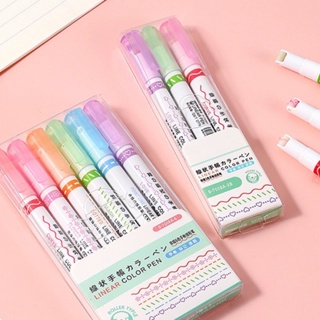 6 Colors Line Color Pen Multi-Shaped Outline Curve Highlighter #1