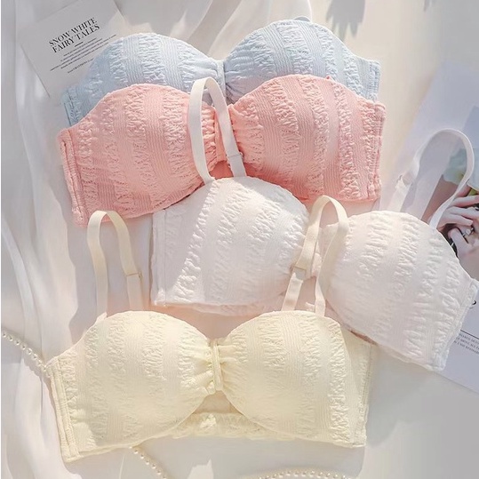 light and small chest gathered comfort simple bra sexy push up bra-Two ...