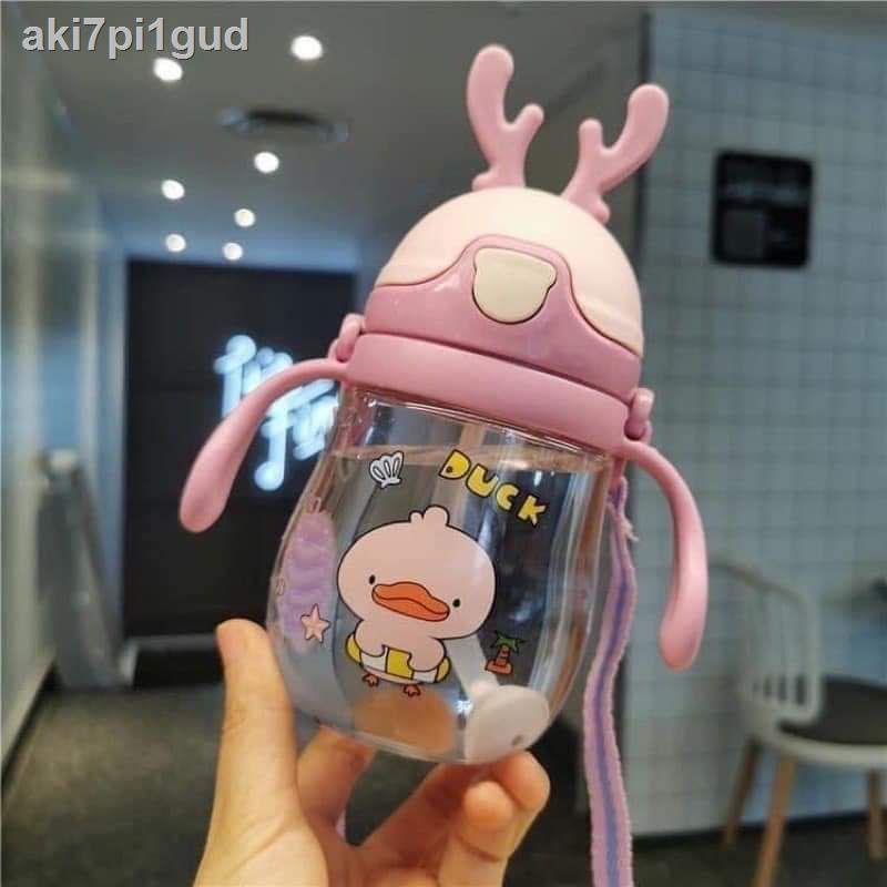 (cod)BCW 370ml deer ear water bottle for baby with division for babies to learn to drink water