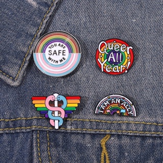 You Are Safe with Me Enamel Pin Creative Rainbow Pride Brooches Lapel Pin Badge Cartoon Rainbow Jewelry Gift for Lover Friends #3