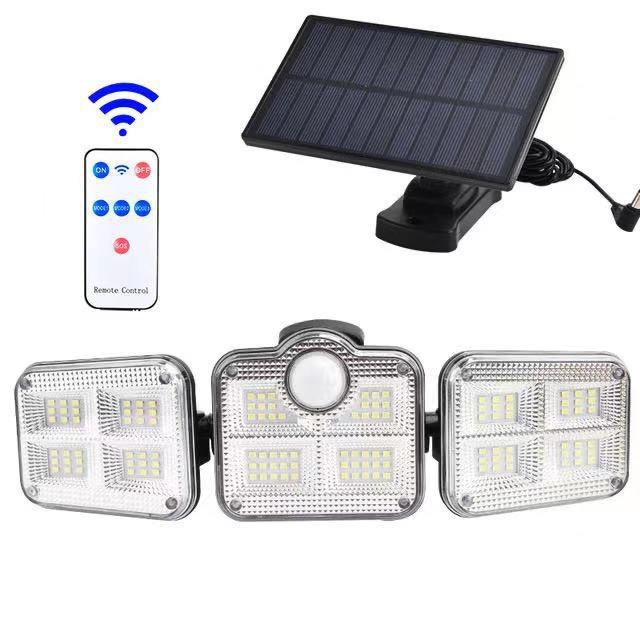 LED Solar Light 3 Heads PIR Motion Sensor Solar Wall Light for Indoor ...