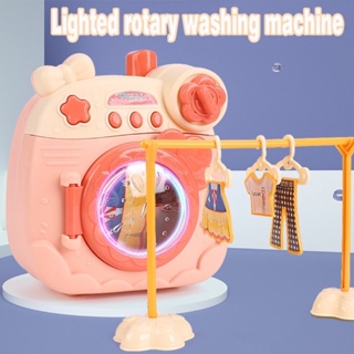 Mini Drum Washing Machine Toy Set Press Spin Girl Play House Toys Gifts Battery operated