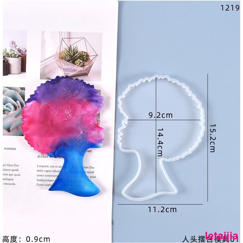diy Crystal Epoxy Mold Explosion Head Black Female Swing Table Jewelry Silicone
