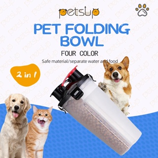 2 In 1 Dog Food Bowl Foldable Dog Water Bottle Outdoor Portable Pet Feeder Cat Food Bowl Container