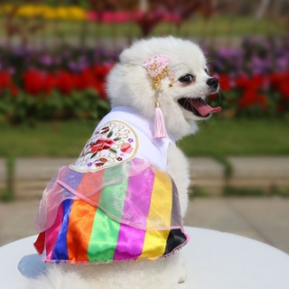 Spring and Summer Pet Dog Dress Dog Wedding Dress Skirt Puppy Clothing Dog Hanbok Cat Costume