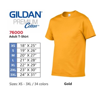 Gildan Premium Gold Mustard 76000 100% Cotton Plain Tshirt Unisex Shirt Organic Soft MRL Prints #7