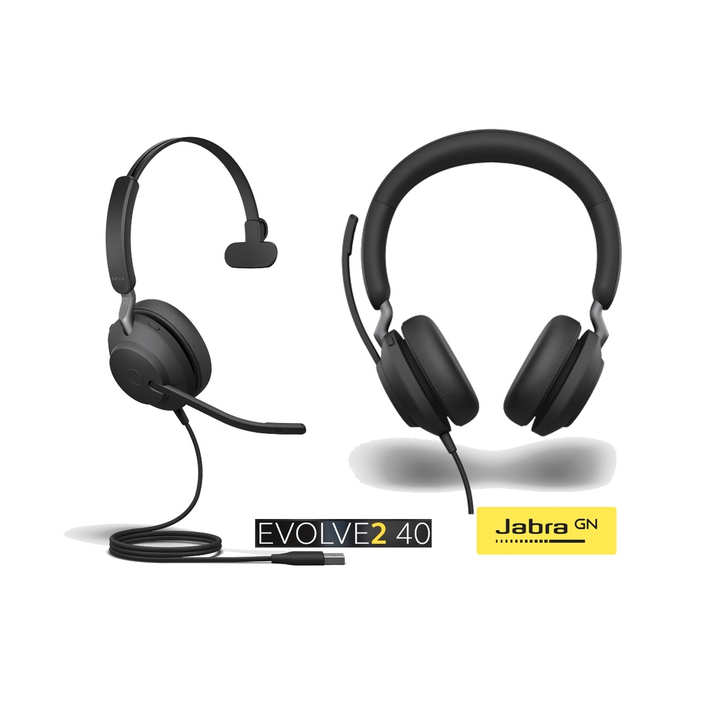 JABRA Headsets (EVOLVE2 30, Evolve2 40) Noise Canceling Wired USB Plug