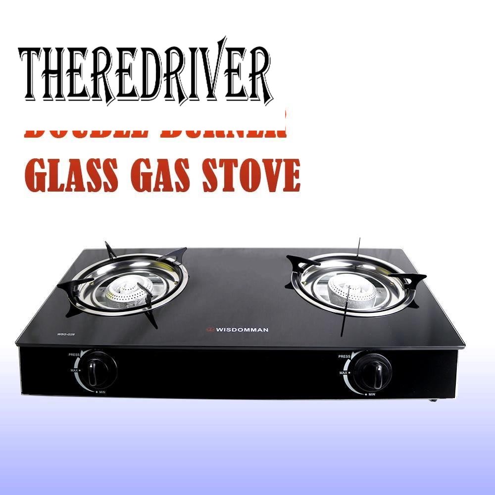 Double Burner Glass Gas Stove Tempered glass panel Home kitchen gas