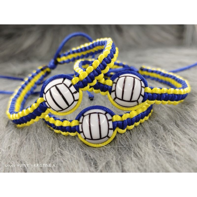 VOLLEYBALL BRACELET HANDMADE YELLOW&BLUE COMBI REVERSIBLE