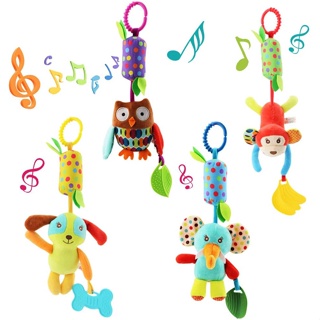 Baby Soft Hanging Rattle Toys with Animal Ring Plush Stroller Hanger for  Infant Car Bed Crib
