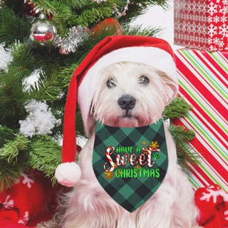 Have A Sweet Christmas Dog Bandana Green Red Plaid Pattern Pet Cats Dogs  Scarf Triangle Bibs Kerchief Pet Christmas Costume