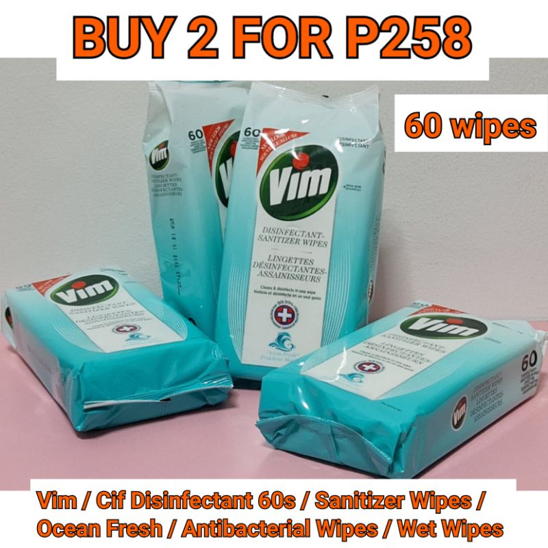 Vim / Cif Disinfectant 60s / Sanitizer Wipes / Ocean Fresh