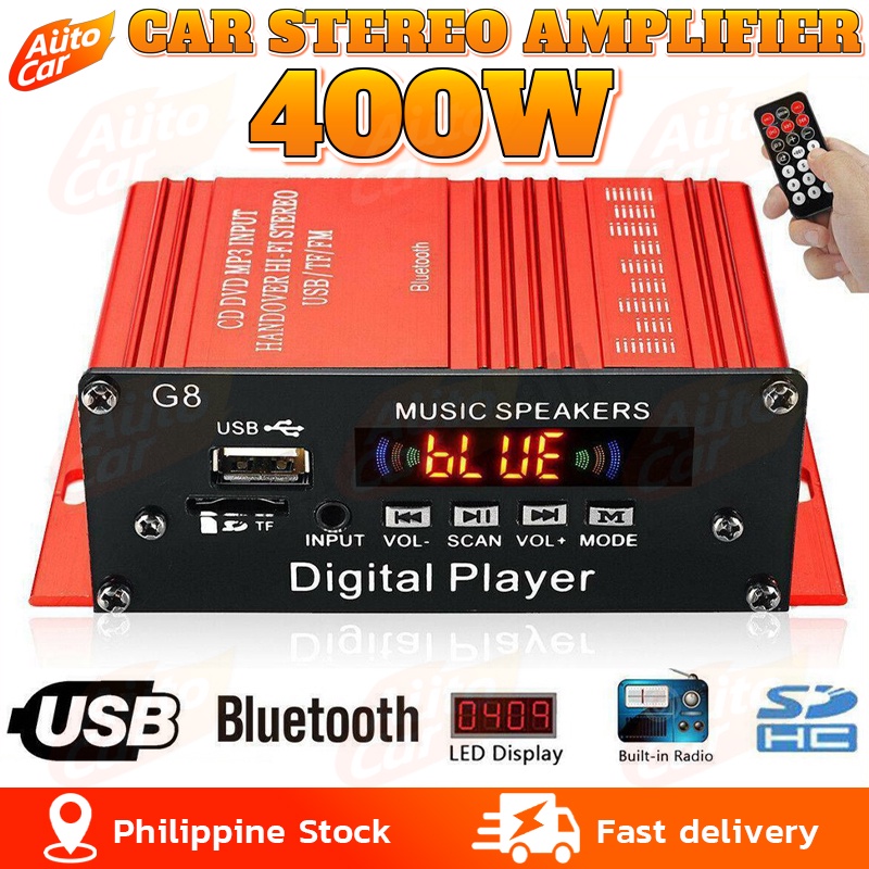400W Car Amplifier 12V Power Amplifier with Bluetooth Speaker Remote