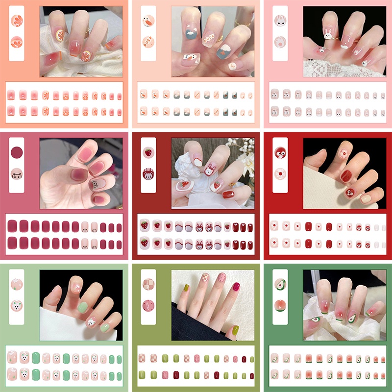 24pcs/set Wearing Nail Art Patches for Girls Fake Nails Removable Nail