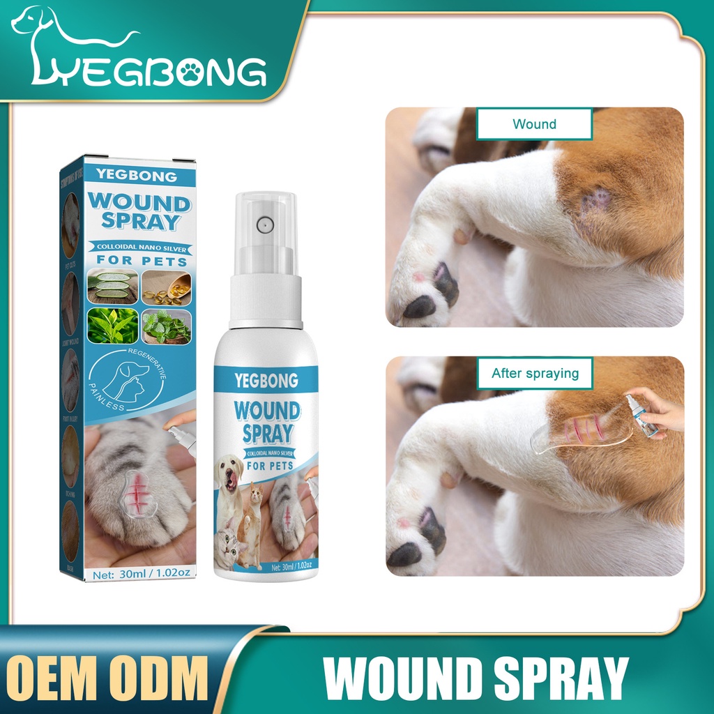 Yegbong Pet Wound Spray Dog Cat Skin Rash Scratch Trauma Treatment Repair Antibacterial Liquid