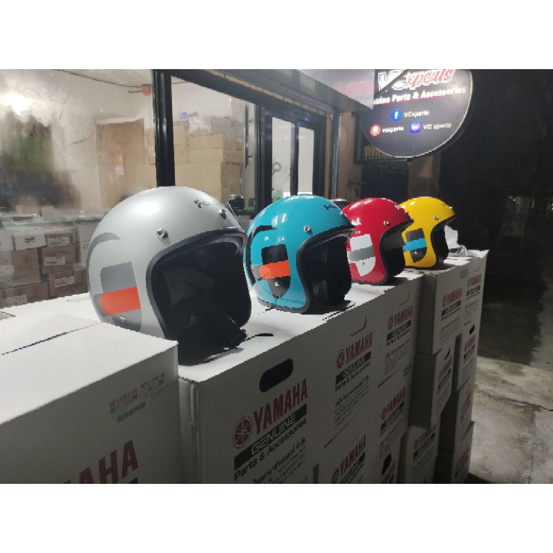Yamaha Fazzio Original Helmet Light Gray , Cyan , Red and Yellow