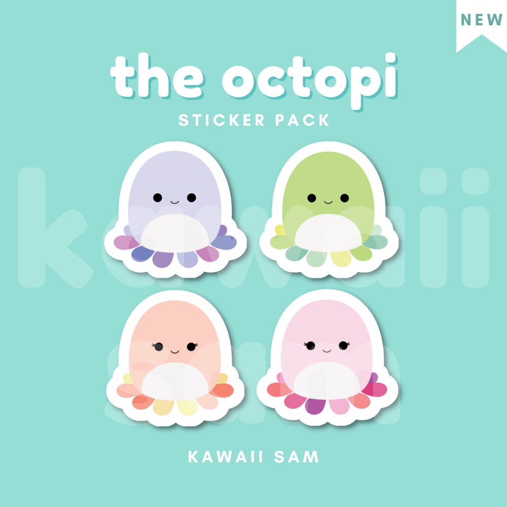 [NEW] The Octopi Sticker Pack, Squishmallow by Kawaii Sam | Shopee ...