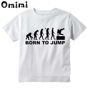 HfKZ▼Boys/Girls Evolution Of Parkour Born To Jump Printed T Shirt Kids Short Sleeve Tops Children& #3
