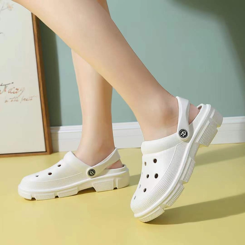 2022 Crocs summer Rainbow color style hole closed toe thick bottom sandal  for womens | Shopee Philippines