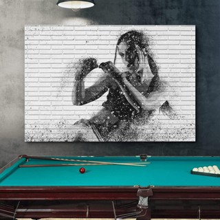 Canvas Print Wall Art Brick Wall Street Art Graffiti Effect MMA Boxing Woman Portrait Sports Fitness Digital Art Realism Decorative Scenic Multicolor for Living Room 1pc no frame o #2
