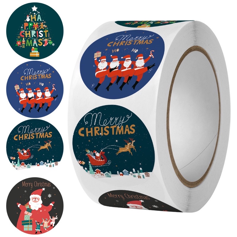 Christmas Theme Sticker 1 inch 1.5 inches Thank You Sticker | Shopee ...