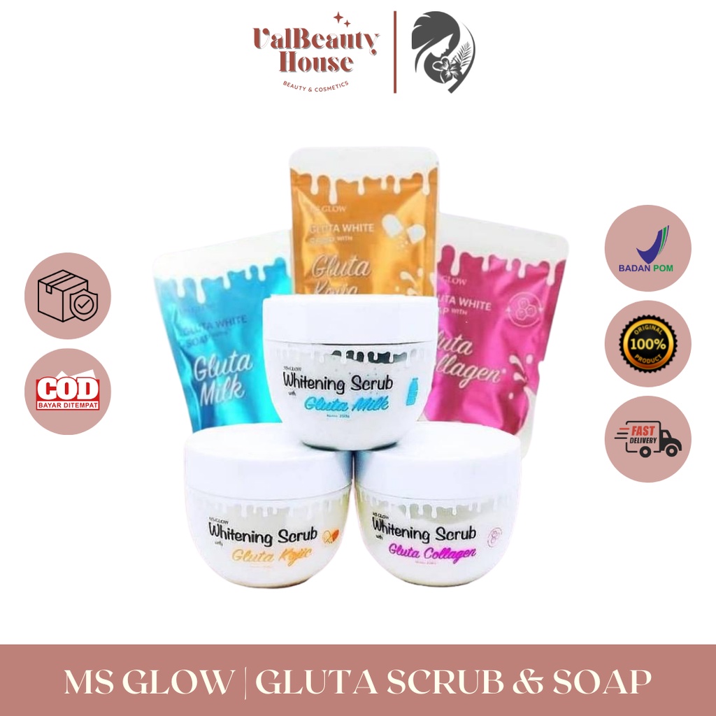 Ms GLOW Gluta Scrub & Soap Bath Soap Body Scrub Skin Lightening