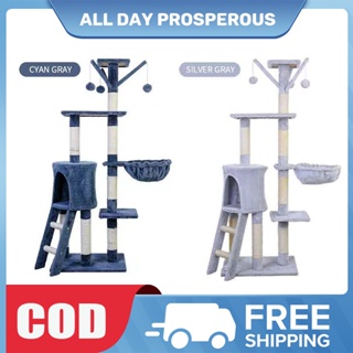 ☊☌℗[Ready Stock]Cats Condo Tree with Scratch Posts Plush Cozy Perch Multi-Level Tower for Indoor Cat
