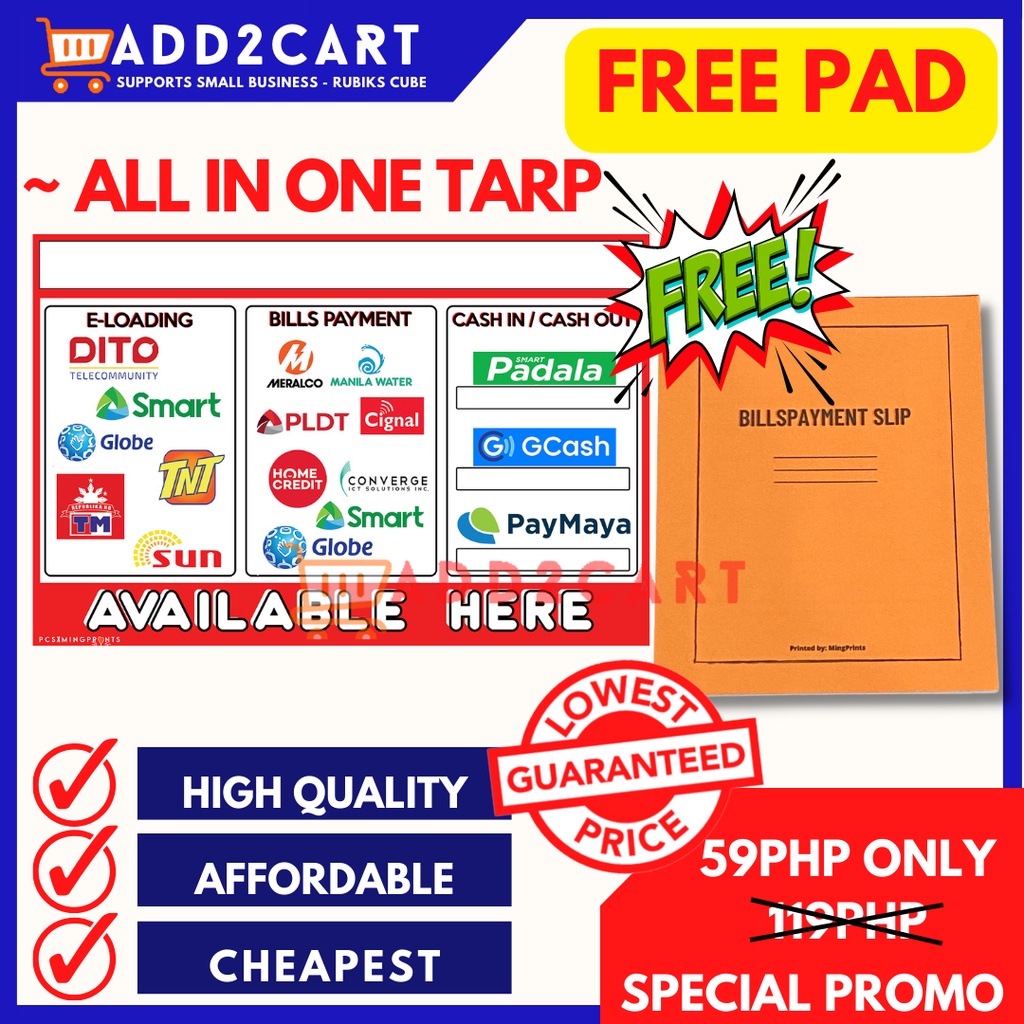 ALL IN 1 TARPULIN FREE PAD Load na Dito, Bills Payment Money Transfer ...