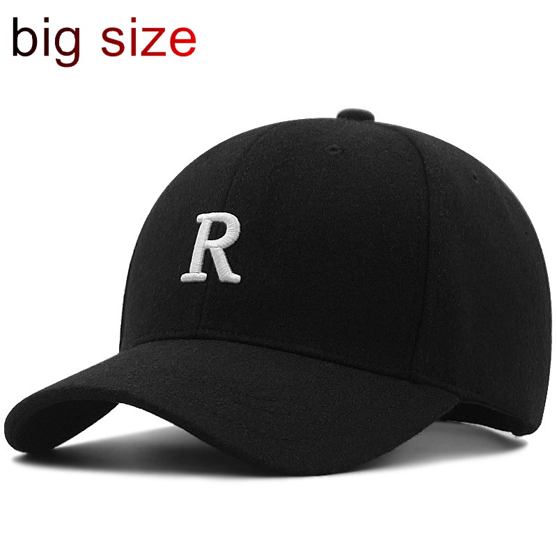 big size baseball cap fashion winter korean R caps outdoor wool sun hat 6065 cm Shopee