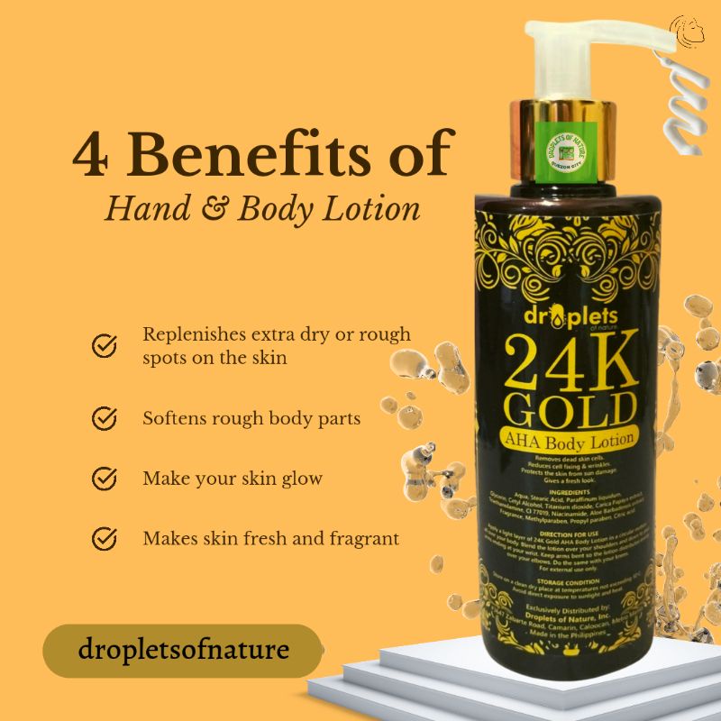 24K Gold Aha Body Lotion 280ml by droplets Shopee Philippines