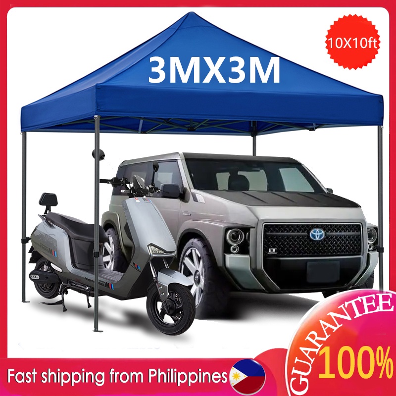 3x3 Tent Retractable Tent Car Tent Garage Complete Set black Post