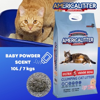 10L / 7 kgs AmericaLitter baby powder Ultra Odor seal Clumping cat litter sand 10 liters/ 7 kgs