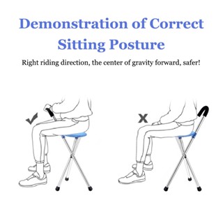 【Protegat】2 in 1 Folding Cane Stool Hiking Chairs Portable Walking Sticks Crutch Chair for Elderly #7