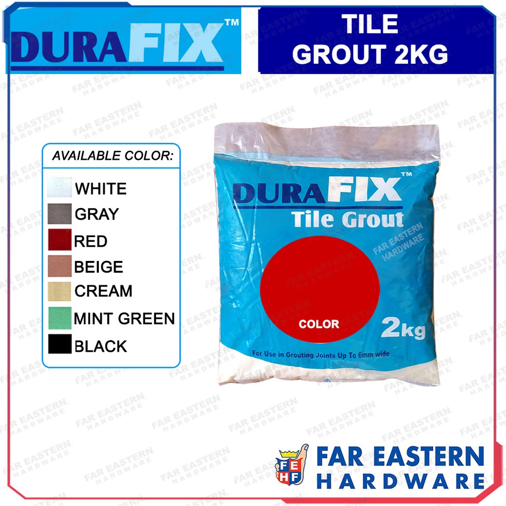 DURAFIX Tile Grout Powder 2kg White Gray Red Beige Cream Mint