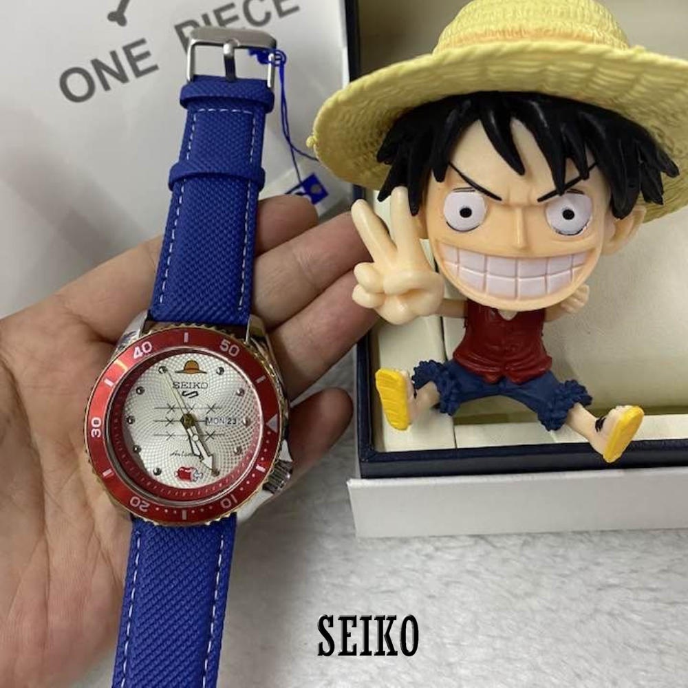 Seiko 5 Sports SRPF Day & Date One Piece LE LUFFY Red Dial Dark Blue  Leather Strap Watch for Men | Shopee Philippines