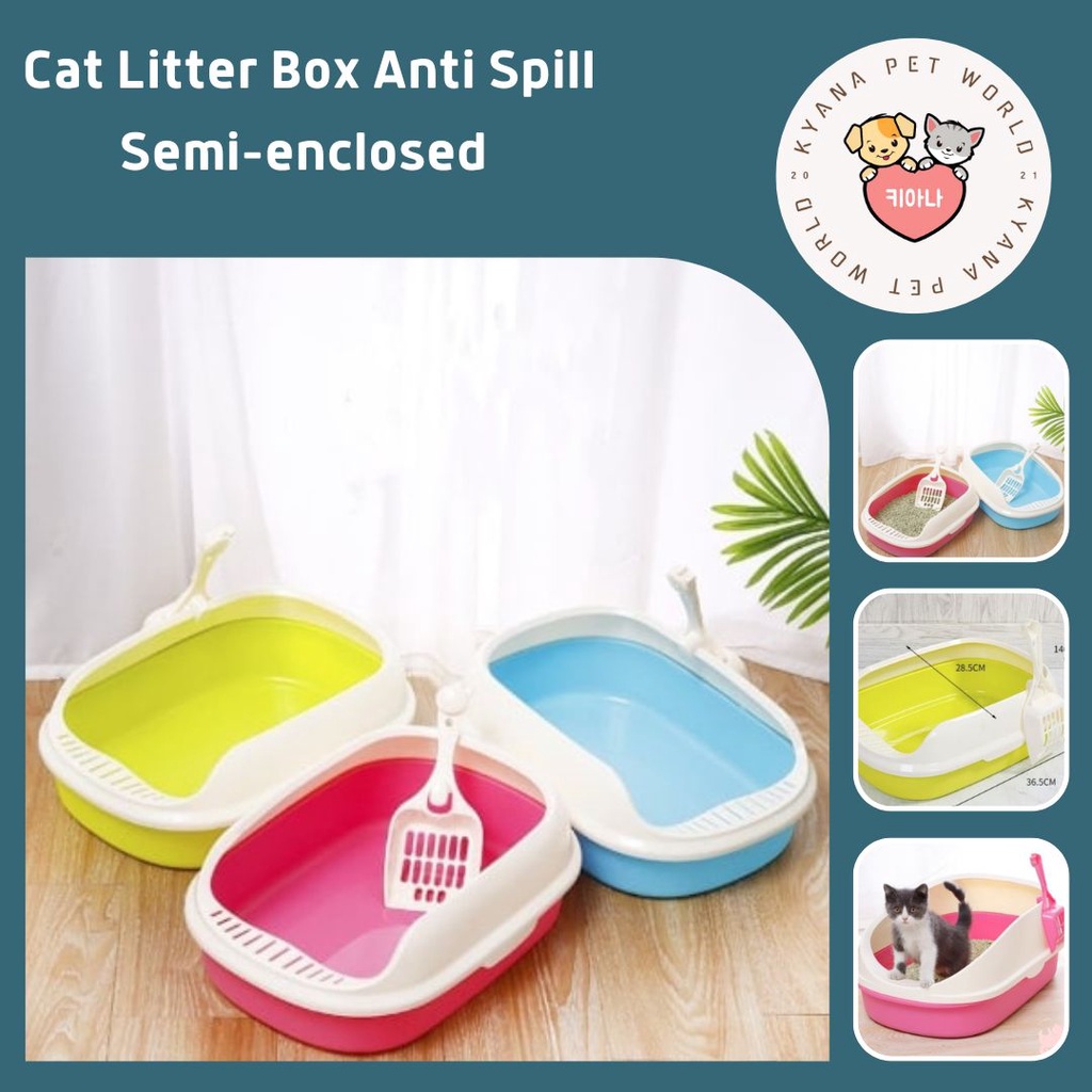Cat Litter Box Anti Spill SemiEnclosed Open Deodorant Small Size