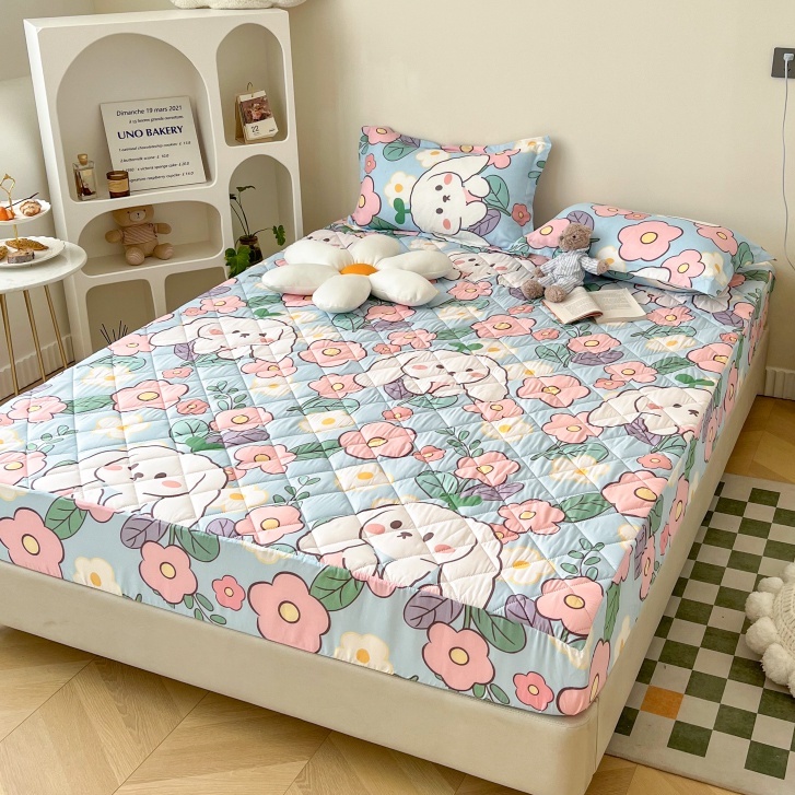 DANSUNREVE Quilted Bedsheet Cartoon Bunny Dinasour Mattress Protector