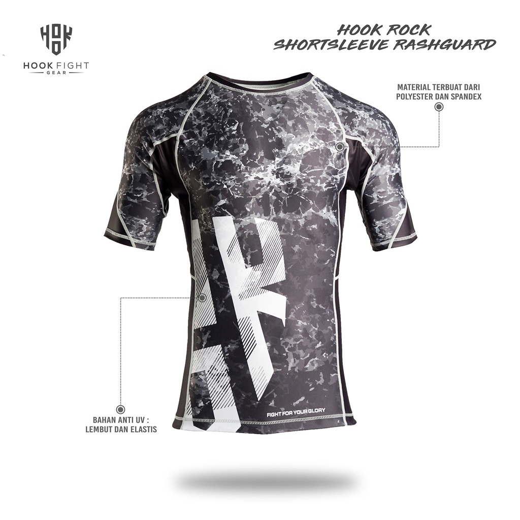 Hook Rashguard MMA BJJ Compression Muay Thai Shortsleeves Rash Guard