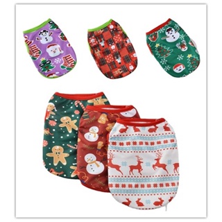 Christmas dog clothes cartoon pet vest teddy clothes spring and summer clothes small dogs poodle cat clothes