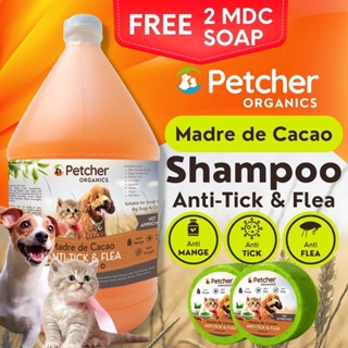 (hot)▤Petcher Organic Madre De Cacao Anti Tick and Flea Pet Shampoo with Conditioner 1 Gallon Melon